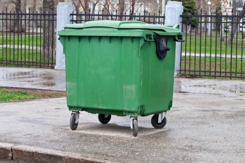 Team managing recycling and waste collection in a commercial setting